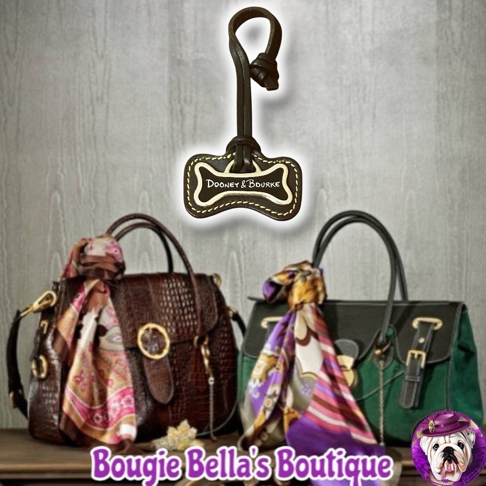 Dooney & Bourke Dog Bone Hang Tag Bag Charm with Black Leather Strap 🦴